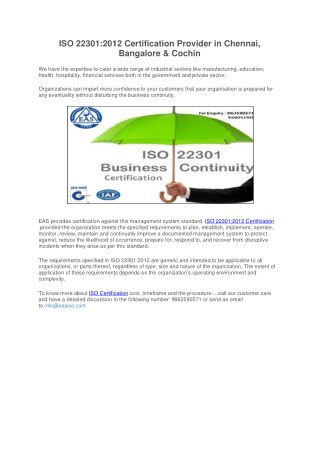 ISO Certification Body in Bangalore