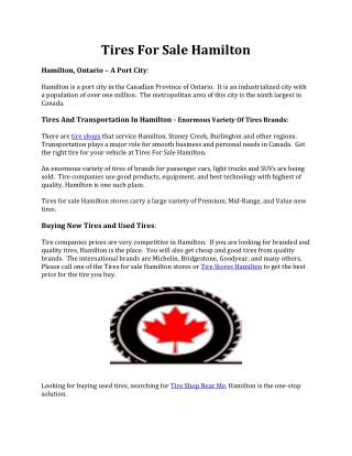 Tires For Sale Hamilton