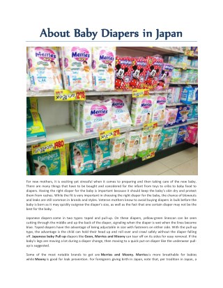 About Baby Diapers In Japan