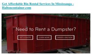 Bin Rental Services Mississauga