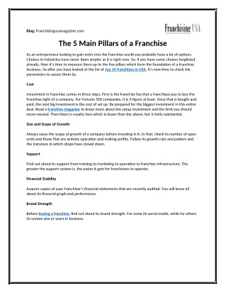 The 5 Main Pillars of a Franchise â€“ Franchising USA