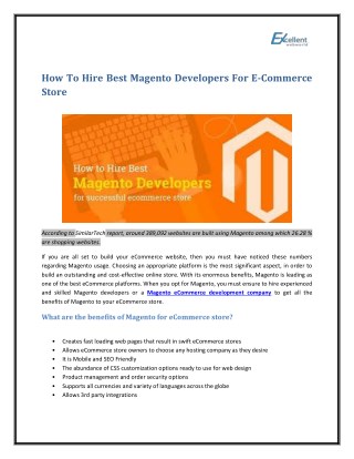 How To Hire Best Magento Developers For E-Commerce Store