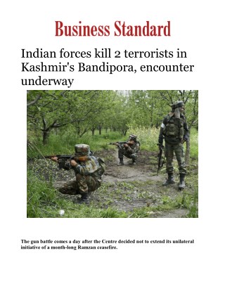 Indian forces kill 2 terrorists in Kashmir's Bandipora, encounter underway