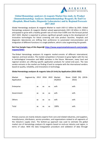 Hematology analyzers & reagents Market is projected to expand at a steady CAGR over the forecast period 2025