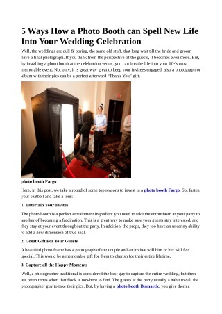 Photo Booth in Bismarck-Why It is a Great Idea For Your Wedding