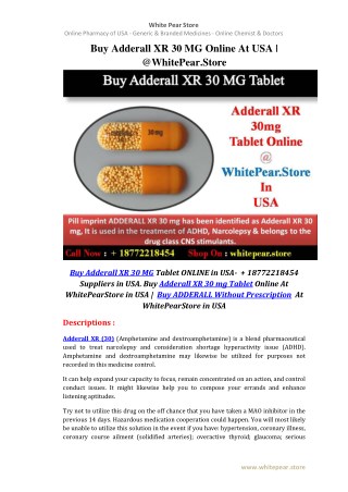 Buy Adderall XR 30 MG