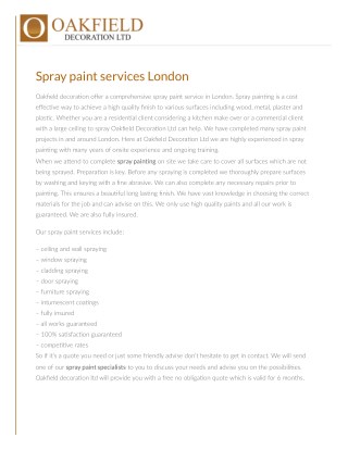Spray paint services London