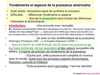 Fondements et aspects de la puissance américaine