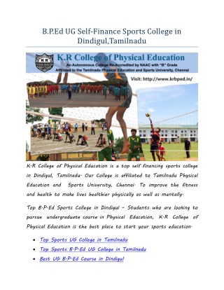 Best Self-Finance Sports College in Tamilnadu â€“ B.P.Ed UG Course