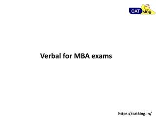 VERBAL FOR B-School Aspirants