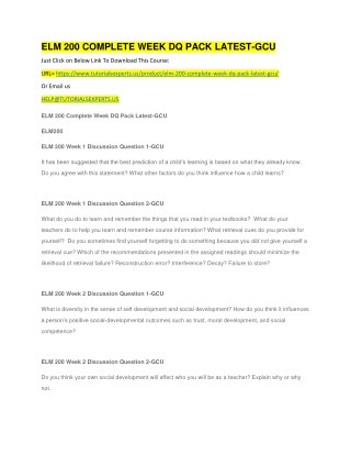 ELM 200 COMPLETE WEEK DQ PACK LATEST-GCU