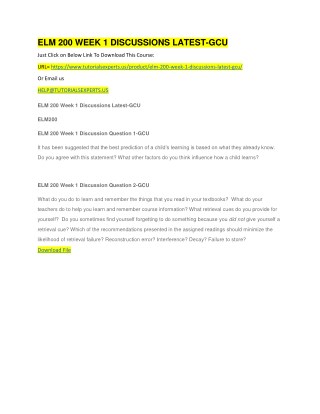 ELM 200 WEEK 1 DISCUSSIONS LATEST -GCU