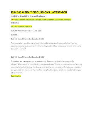 ELM 200 WEEK 7 DISCUSSIONS LATEST-GCU