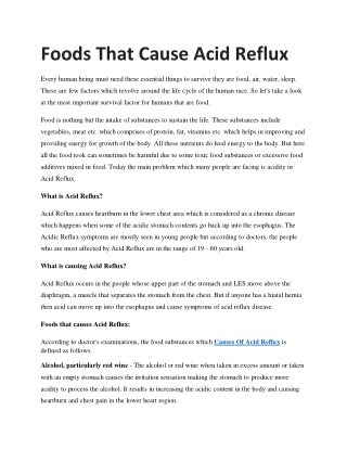 Foods That Cause Acid Reflux