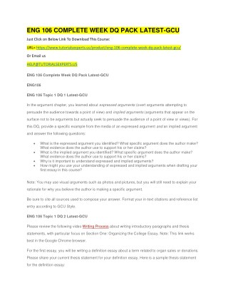 ENG 106 COMPLETE WEEK DQ PACK LATEST-GCU