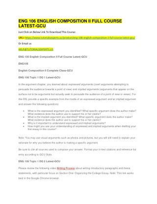 ENG 106 ENGLISH COMPOSITION II FULL COURSE LATEST-GCU