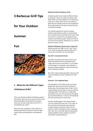 3 Barbecue Grill Tips for Your Outdoor Summer Fun