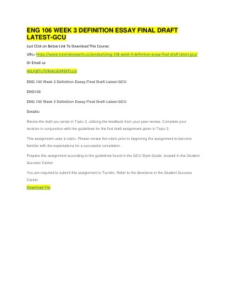 ENG 106 WEEK 3 DEFINITION ESSAY FINAL DRAFT LATEST-GCU