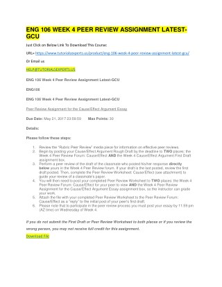 ENG 106 WEEK 4 PEER REVIEW ASSIGNMENT LATEST-GCU