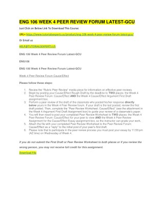 ENG 106 WEEK 4 PEER REVIEW FORUM LATEST-GCU