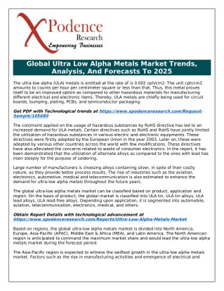 Ultra Low Alpha Metals Market to Receive Overwhelming Hike in Revenues by 2025