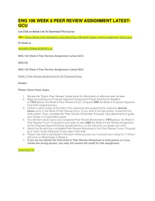 ENG 106 WEEK 6 PEER REVIEW ASSIGNMENT LATEST-GCU