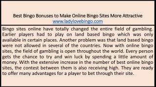 Best Bingo Bonuses to Make Online Bingo Sites More Attractive