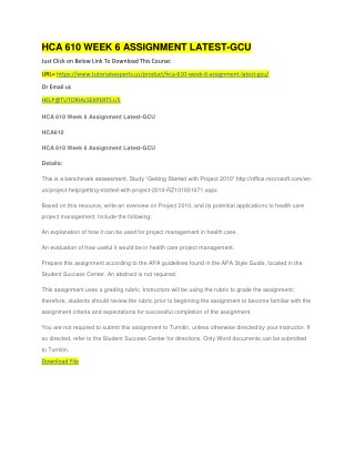 HCA 610 WEEK 6 ASSIGNMENT LATEST-GCU