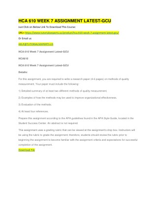 HCA 610 WEEK 7 ASSIGNMENT LATEST-GCU