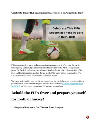 Celebrate This FIFA Season 2018 at These 10 Bars in Delhi NCR
