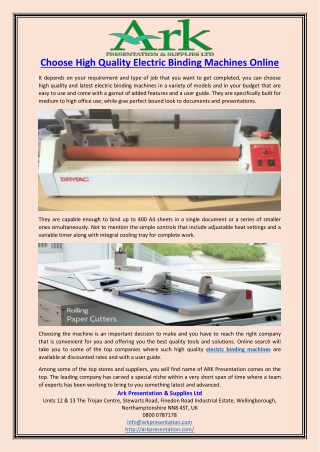 Choose High Quality Electric Binding Machines Online