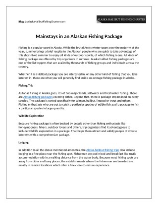 Mainstays in an Alaskan Fishing Package
