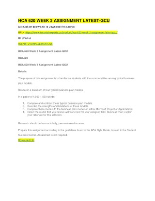 HCA 620 WEEK 2 ASSIGNMENT LATEST-GCU