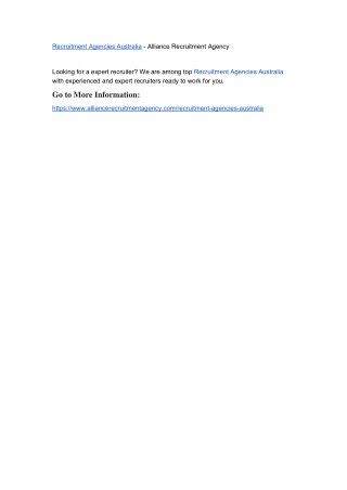 Recruitment Agencies Australia - Alliance Recruitment Agency