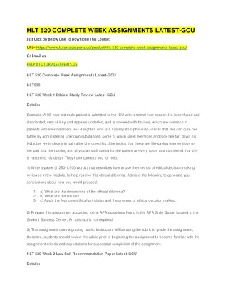 HLT 520 COMPLETE WEEK ASSIGNMENTS LATEST-GCU