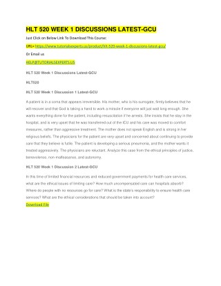 HLT 520 WEEK 1 DISCUSSIONS LATEST-GCU