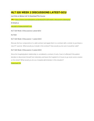 HLT 520 WEEK 2 DISCUSSIONS LATEST-GCU
