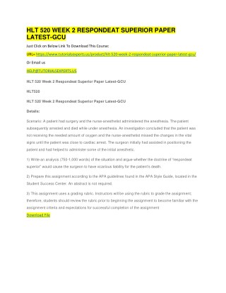 HLT 520 WEEK 2 RESPONDEAT SUPERIOR PAPER LATEST-GCU