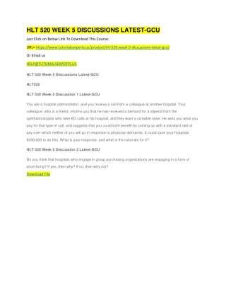 HLT 520 WEEK 5 DISCUSSIONS LATEST-GCU
