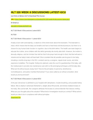 HLT 520 WEEK 8 DISCUSSIONS LATEST-GCU