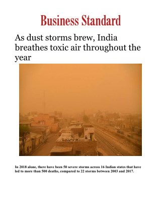 As dust storms brew, India breathes toxic air throughout the yearÂ 