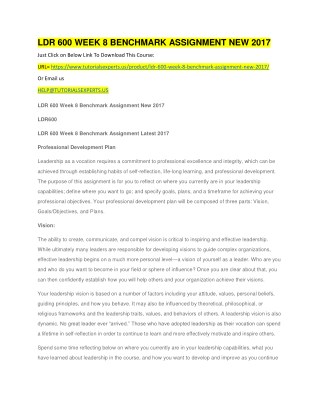 LDR 600 WEEK 8 BENCHMARK ASSIGNMENT NEW 2017