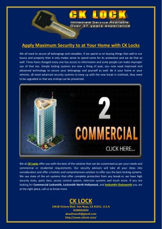 Apply Maximum Security to at Your Home with CK Locks