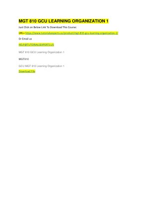 MGT 810 GCU LEARNING ORGANIZATION 1