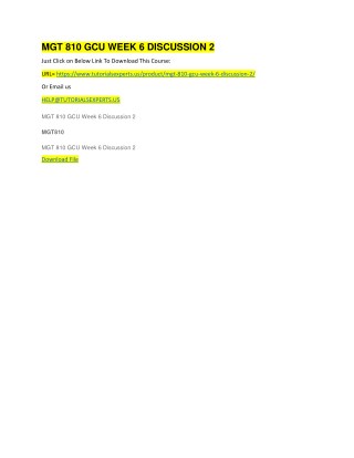 MGT 810 GCU WEEK 6 DISCUSSION 2