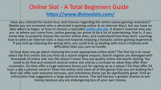 Online Slot - A Total Beginners Guide