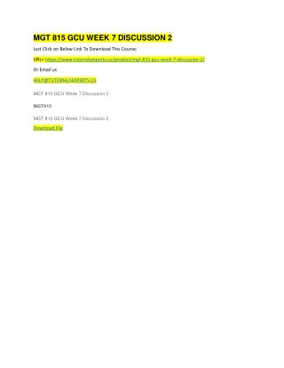 MGT 815 GCU WEEK 7 DISCUSSION 2