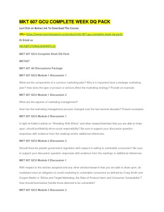 MKT 607 GCU COMPLETE WEEK DQ PACK