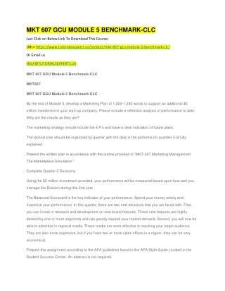 MKT 607 GCU MODULE 5 BENCHMARK-CLC