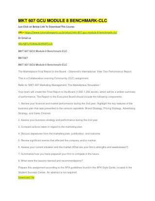 MKT 607 GCU MODULE 8 BENCHMARK-CLC